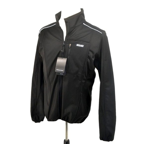 ARSUXEO Men's Full Zip Cycling Soft Shell Jacket‎ SIZE XL Black NWT - Picture 1 of 8